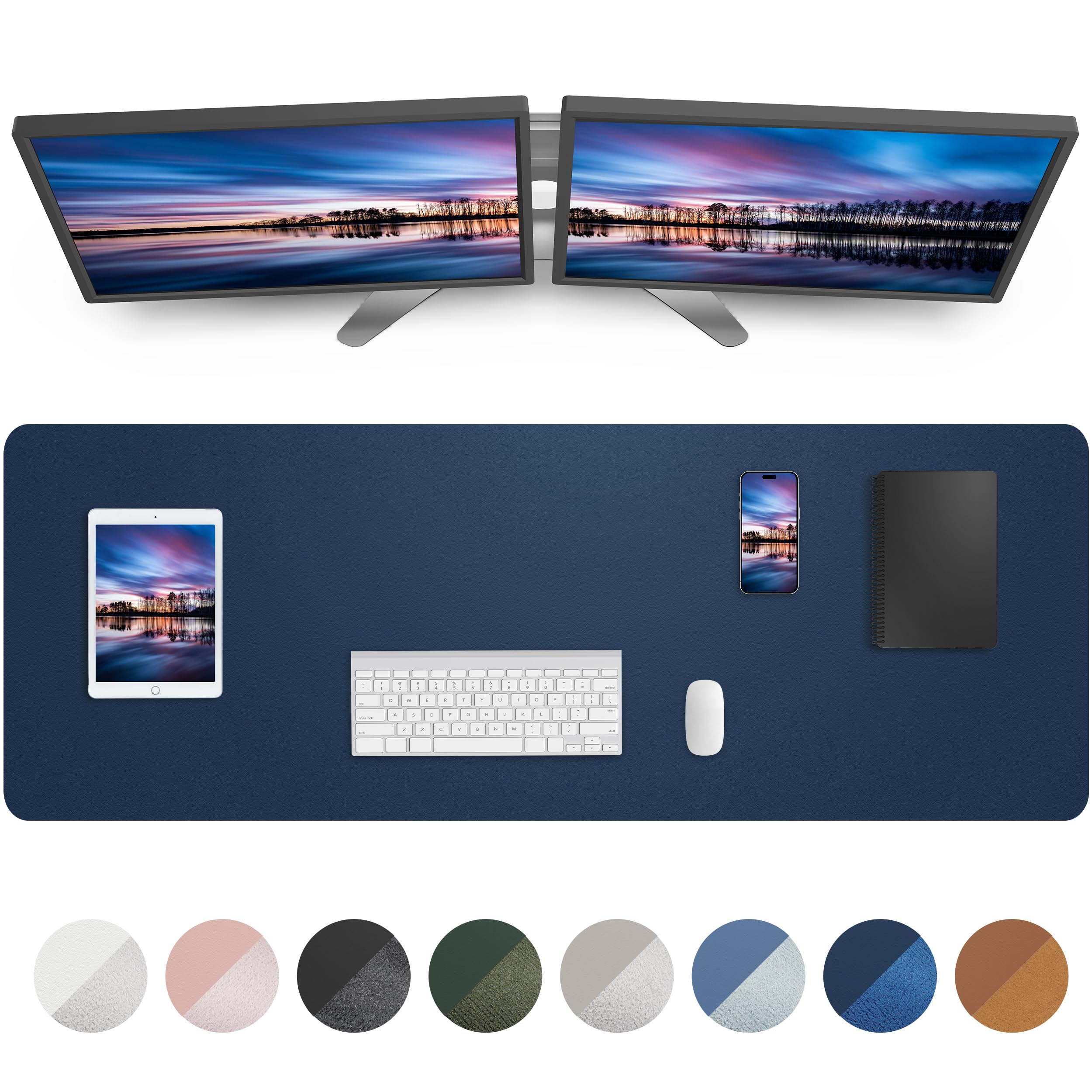 Large Desk Mat,55' X 17'Leather Desk Pad Protector,Large Mouse Pad,Office Desk Mat, Non-Slip Pu Leather Desk Blotter,Desk Pad,