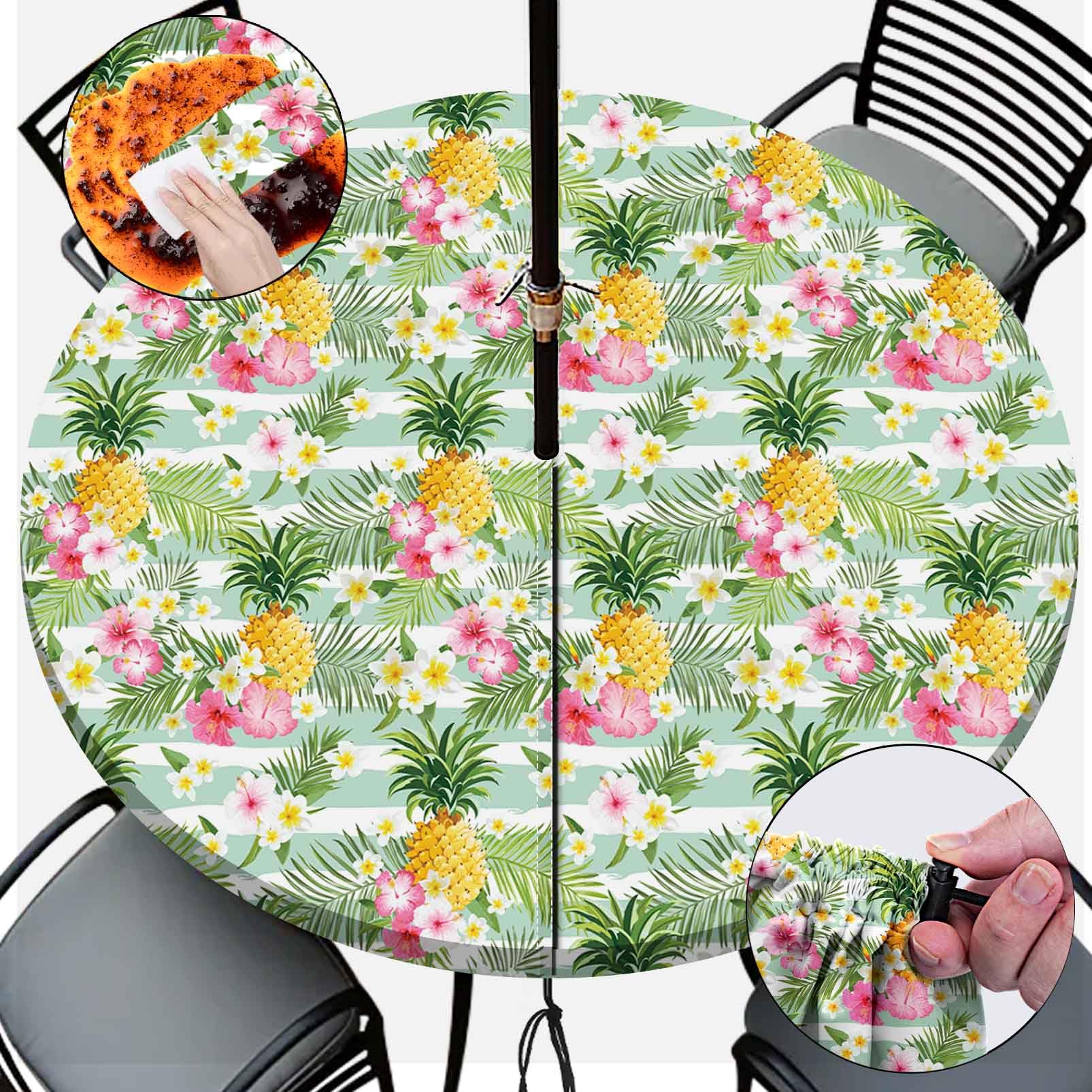 Opstellen Round Tablecloth With Umbrella Hole And Zipper Waterproof Fitted Patio Table Cloth Outdoor Tables Cover Elastic Tablec