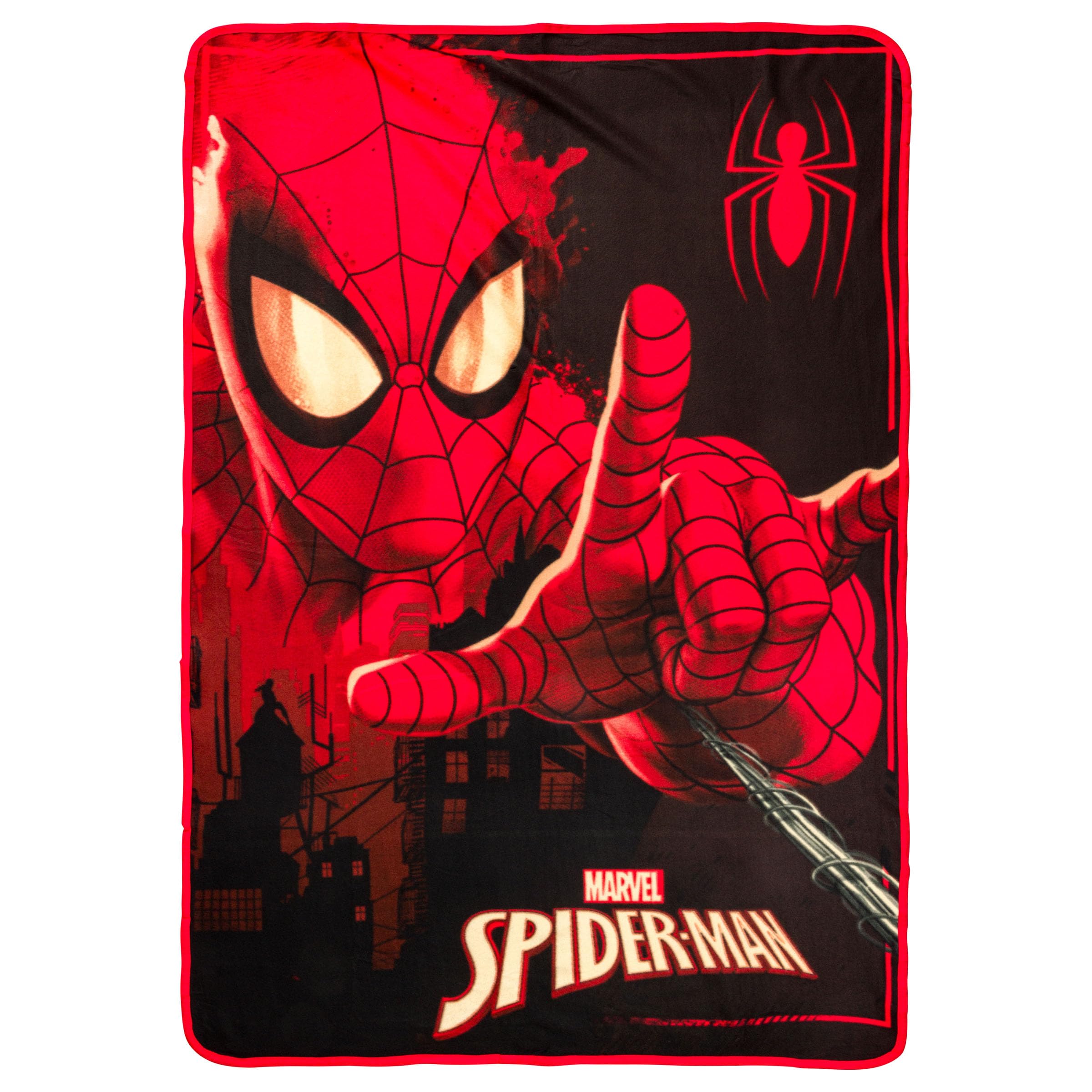Silver Buffalo Marvel Universe Spider-Man Spidey Close Up Web Shooter 45' X 60' Fleece Throw Blanket