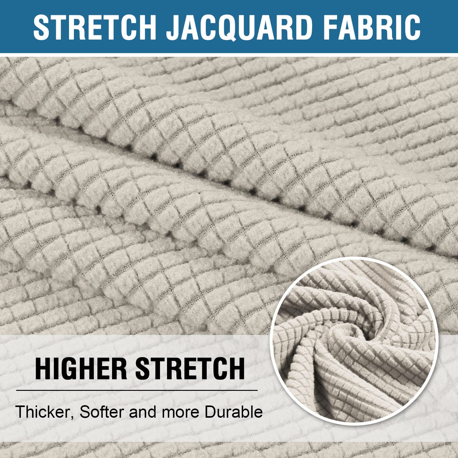 H.Versailtex Stretch T Cushion Chair Sofa Slipcover T Cushion Covers For Living Room Armchair Couch Cover T Cushion Slipcover Seat Cover With Elastic Bands Thicker Jacquard Fabric, Island Fossi