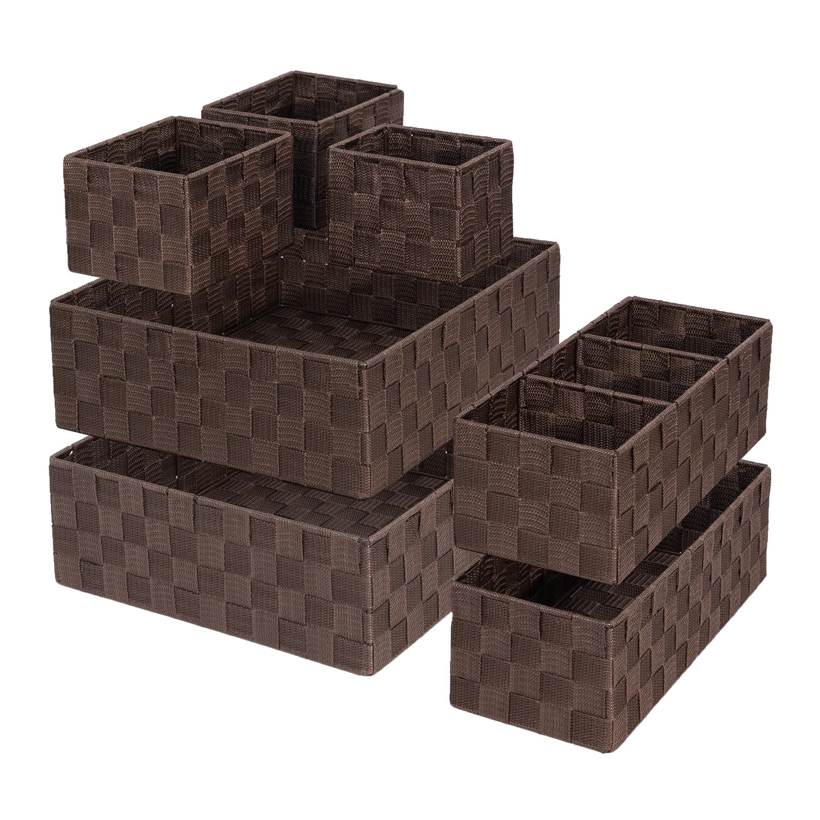 Orgmaster Drawer Organizer, Cube Baskets For Storage Shelves, Handmade Small Woven Basket, Shallow Storage Bins For Organizing D
