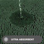 Pureswan Hunter Green Bathroom Rugs - Absorbent And Washable Bath Mat, Non-Slip, Thick Soft Chenille Bath Rugs For Bathroom Floo