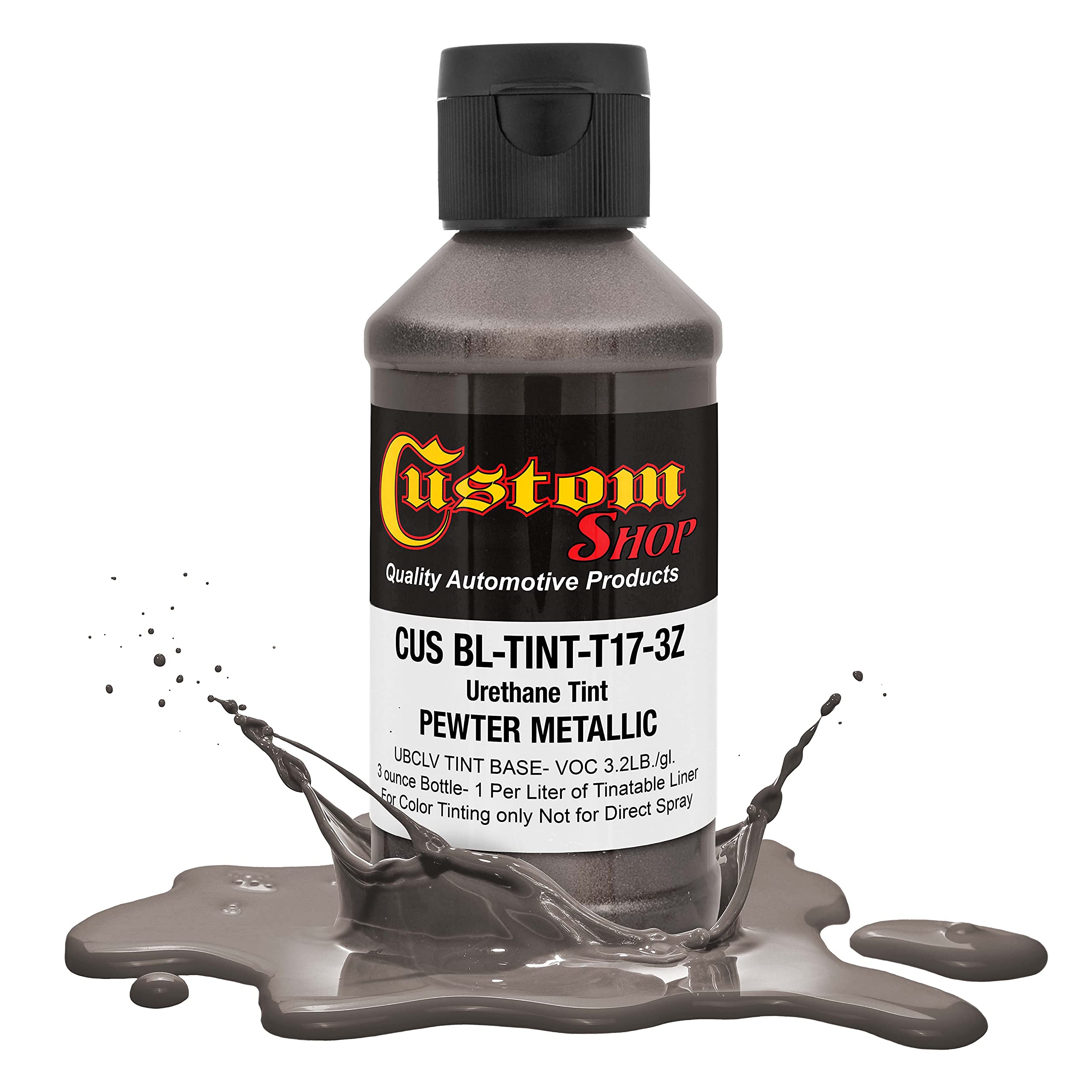 Custom Coat 3 Ounce (Pewter Metallic Color) Urethane Tint Concentrate For Tinting Truck Bed Liner Coatings - Proportioned For Us