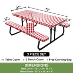 Hudson Comfort Picnic Table Cover – Heavy Duty Vinyl, Waterproof, 72x30 Inch, Red, Includes Carry Case