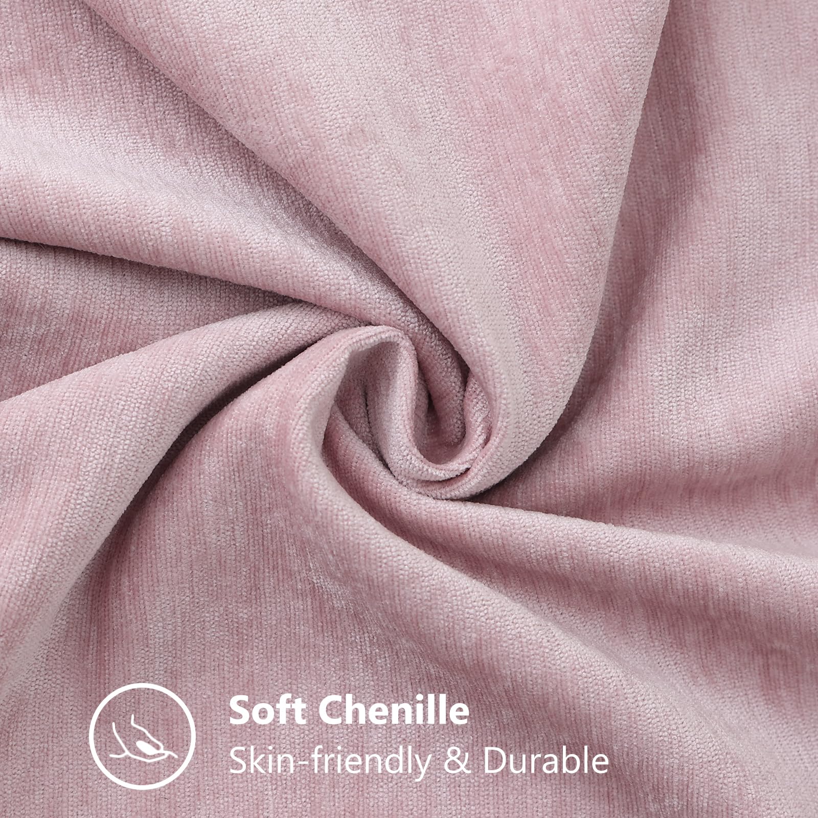 Decoruhome Valentine'S Day Chenille Soft Throw Pillow Covers 24X24 Set Of 2, Farmhouse Velvet Spring Pillow Covers, Decorative Square Pillow Covers With Stitched Edge For Couch Sofa Bed, Blush Pink