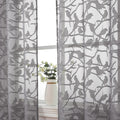 Ovzme Anji Bird Charcoal Grey Sheer Curtains 45 Inches Long 2 Panels For Small Window, Light Filtering Privacy Cafe Curtains Rod