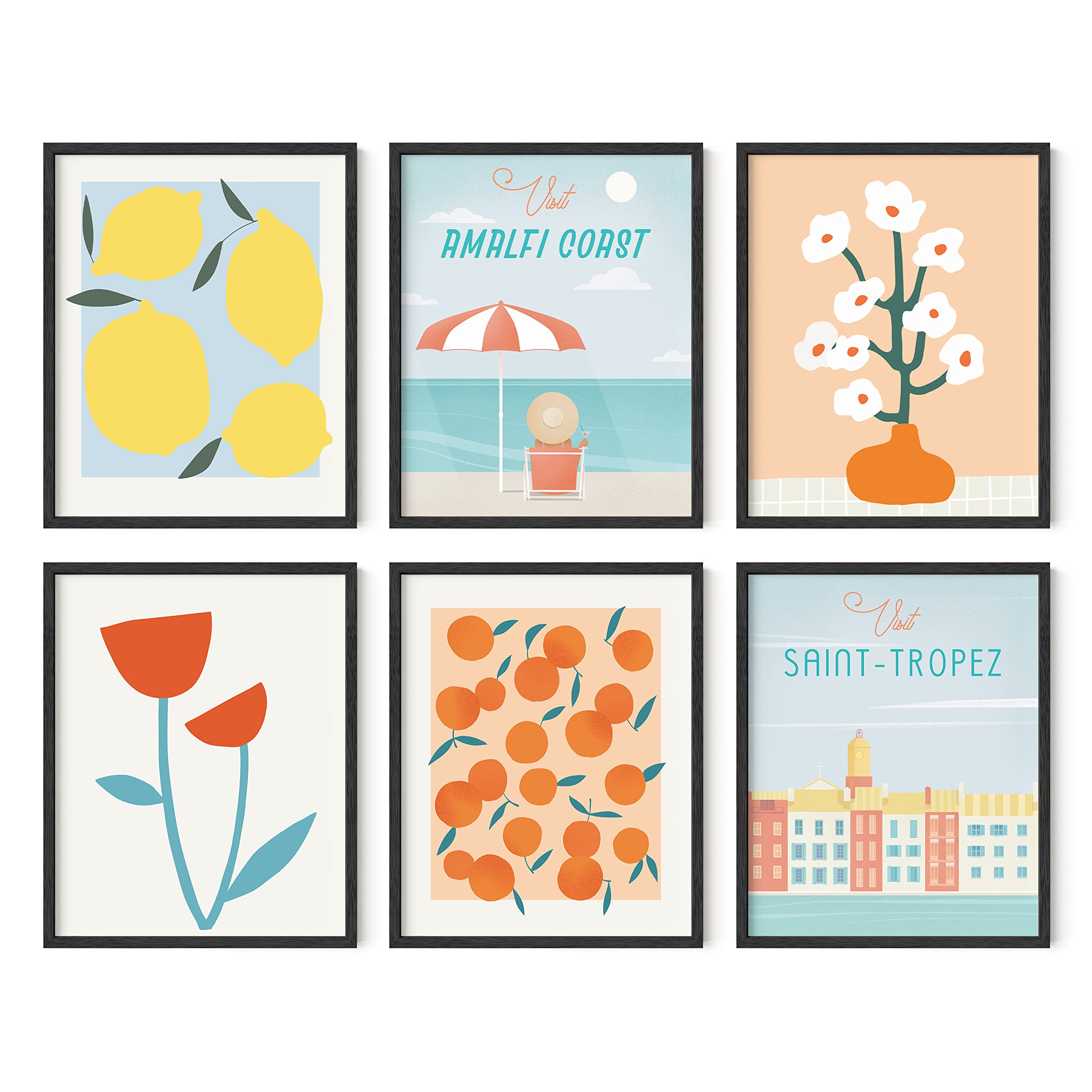 HAUS AND HUES Vintage Travel Posters Set - Beach Artwork For Walls, Seascape Posters, Floral Art Prints, Vintage Tropical Poster