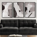 Framed Black and White Gray Modern Abstract Wall Art, Set of 3 Piece Canvas Paintings Artwork for Walls, Contemporary Minimalist