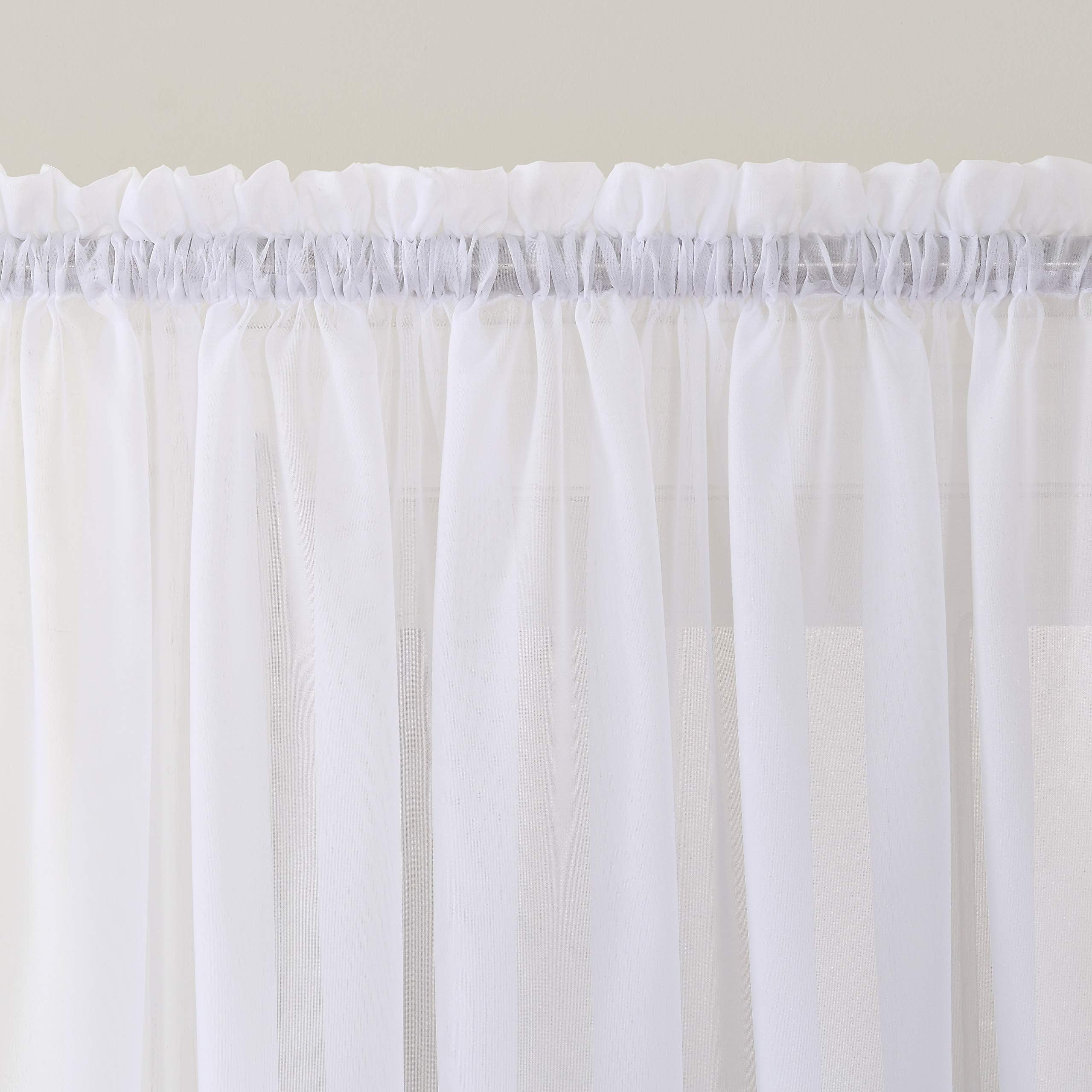 No. 918 Emily Sheer Voile Rod Pocket Door Sidelight Curtain Panel, 28'' X 72'', White
