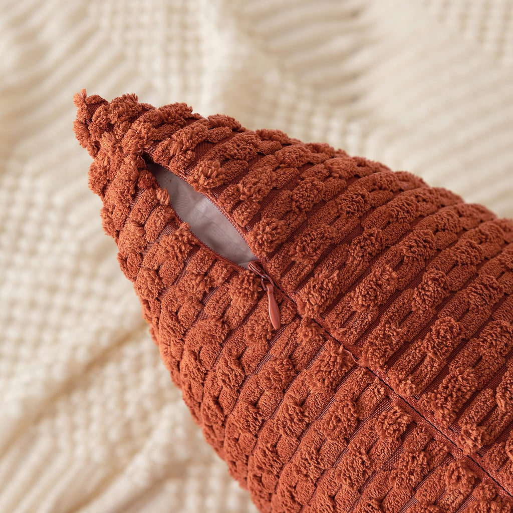 Kevin Textile 2 Packs Rust 26X26 Pillow Covers Euro Pillow Covers With Stripe Pattern Big Throw Pillow Covers For Couch Bedroom 66X66 Cm