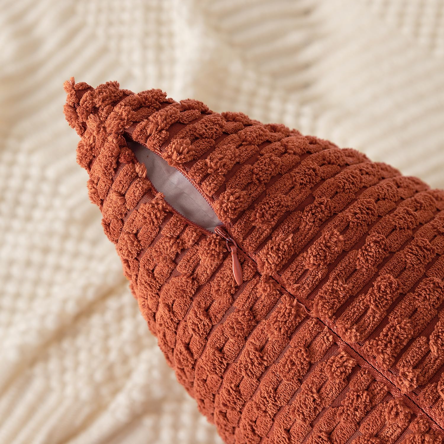 Kevin Textile 2 Packs Rust 26X26 Pillow Covers Euro Pillow Covers With Stripe Pattern Big Throw Pillow Covers For Couch Bedroom 66X66 Cm