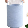 Threadsmith Large Laundry Basket Tall Woven Hamper For Girls Kids Baby Nursery, Cotton Rope Clothes Hamper For Bedroom, 16L X 1