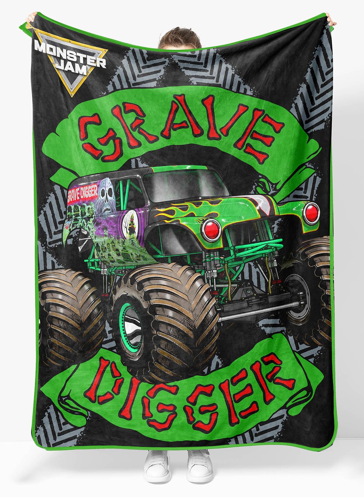 Monster Jam Plush Throw Blanket - Measures 46 X 60 Inches - Super Soft & Cozy Fleece Kids Bedding Features Grave Digger