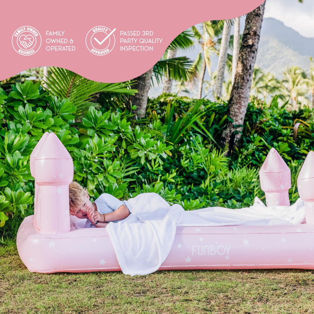 FUNBOY Kids Castle Sleepover Air Mattress Twin Pink Viscose Long Tow