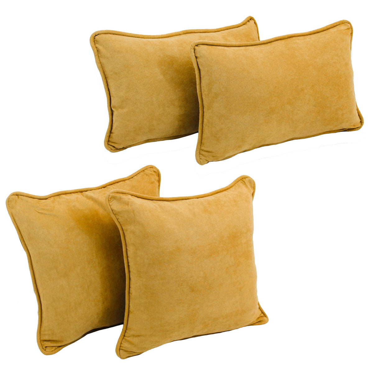 Blazing Needles Corded Microsuede Throw Pillow Set, Lemon 4 Count