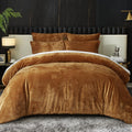 Ivellow Crushed Velvet Comforter Set Queen Lightweight Comforter 5Pcs Ultra Soft Breathable Bedding Set Luxury Cozy Flannel Comf