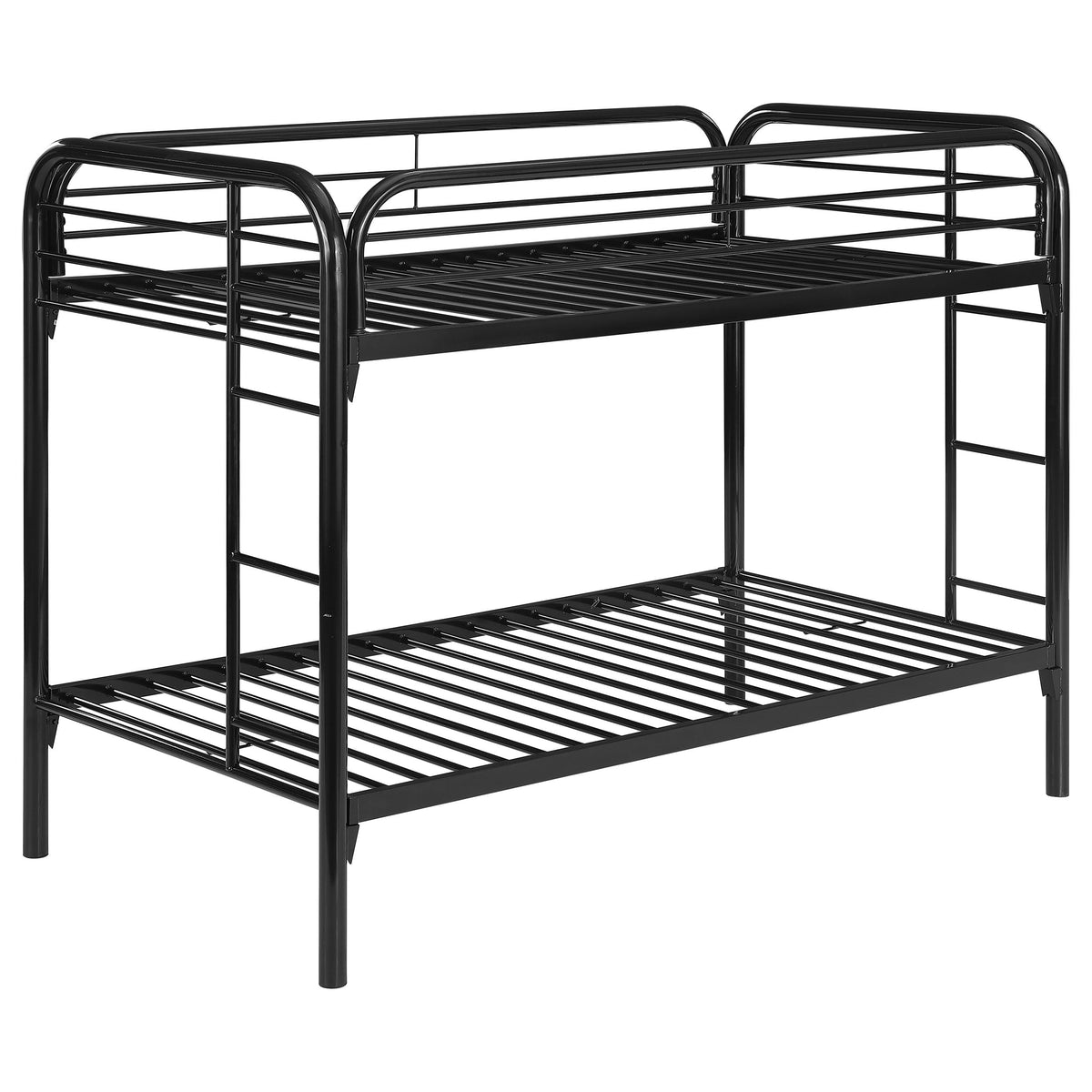 Coaster Home Furnishings Morgan Twin Over Twin Sturdy Metal Modern Bunk Bed Heavy Duty Steel Welded Slat Frame Easy Assembly Black 2256K