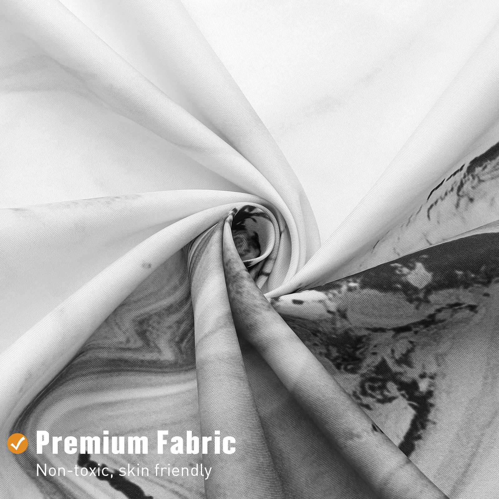 Mitovilla Grey Marble Extra Long Shower Curtain Set 72 X 84, Modern Ombre 84 Inch Xl Shower Curtains For Chic Bathroom Decor, Ab