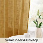 Homeideas Yellow Linen Sheer Curtains 108 Inches Long 2 Panels Textured Semi Sheer Curtains Farmhouse Curtains Sheer Privacy Win