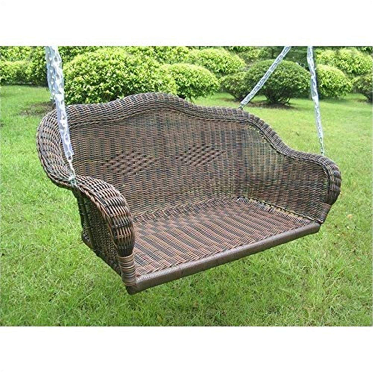 International Caravan Furniture Piece Resin Wicker Hanging Loveseat Swing