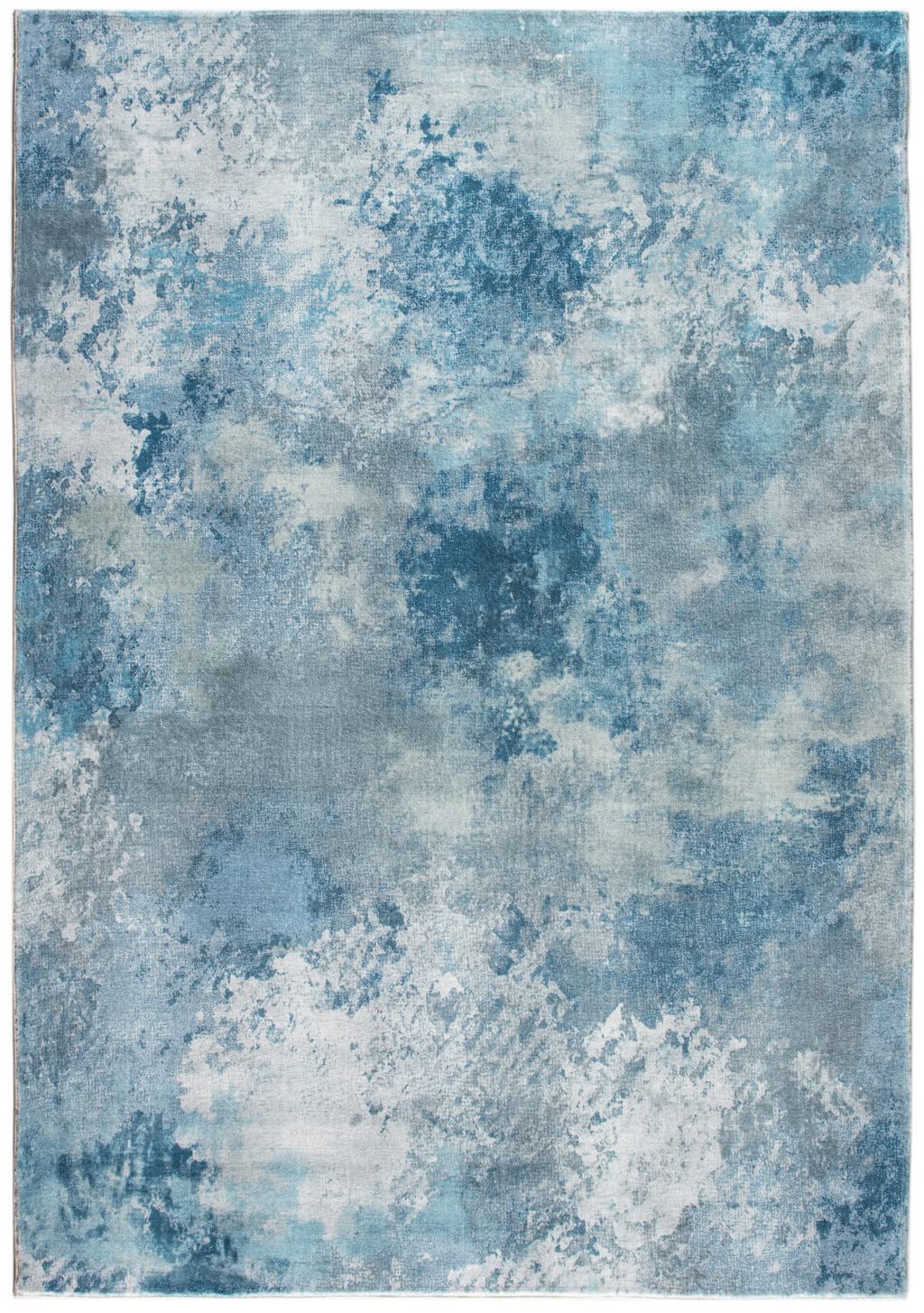 HomeRoots Polyester 2’ x 7’ Blue White Abstract Sky Runner Rug