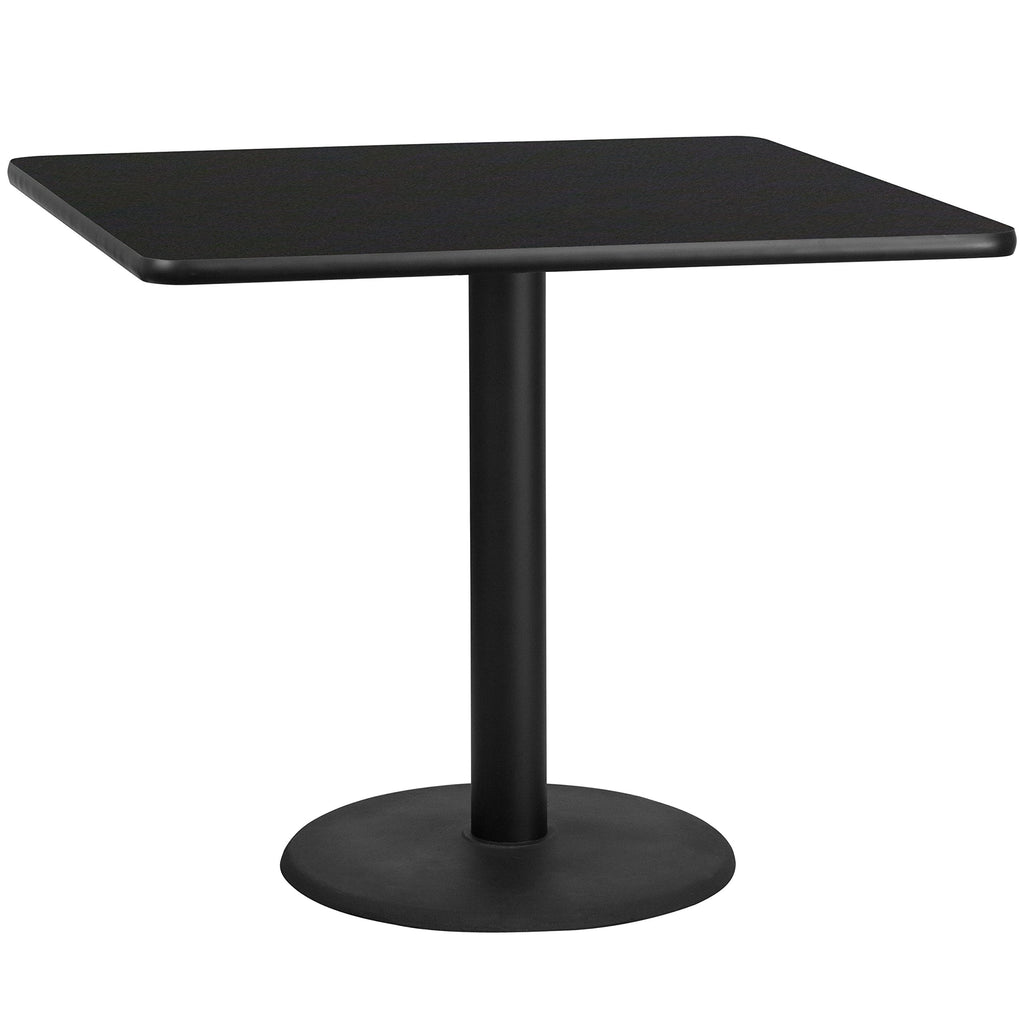 Flash Furniture Stiles 42'' Square Black Laminate Table Top with 24'' Round Table Height Base