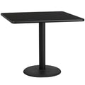 Flash Furniture Stiles 42'' Square Black Laminate Table Top with 24'' Round Table Height Base