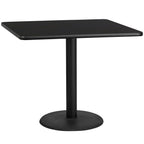 Flash Furniture Stiles 42'' Square Black Laminate Table Top with 24'' Round Table Height Base
