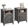 Vasagle Farmhouse Nightstand With Barn Door, Set Of 2, Bedside Table With Storage, Side End Table, Night Stand With Open Compartment, For Bedroom, Misty Gray Ulet809G68
