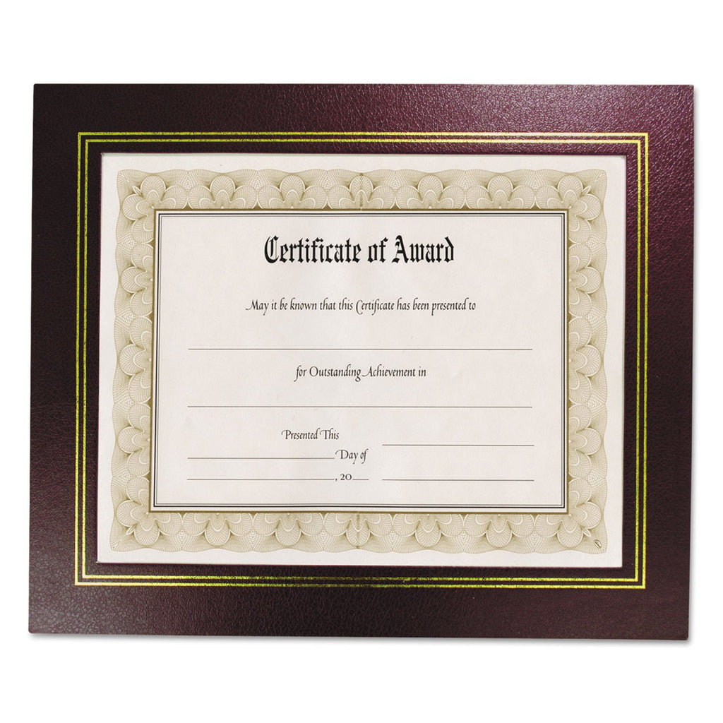 8.5' x 11' Leather Grain Certificate Frame Two Pack, Burgundy