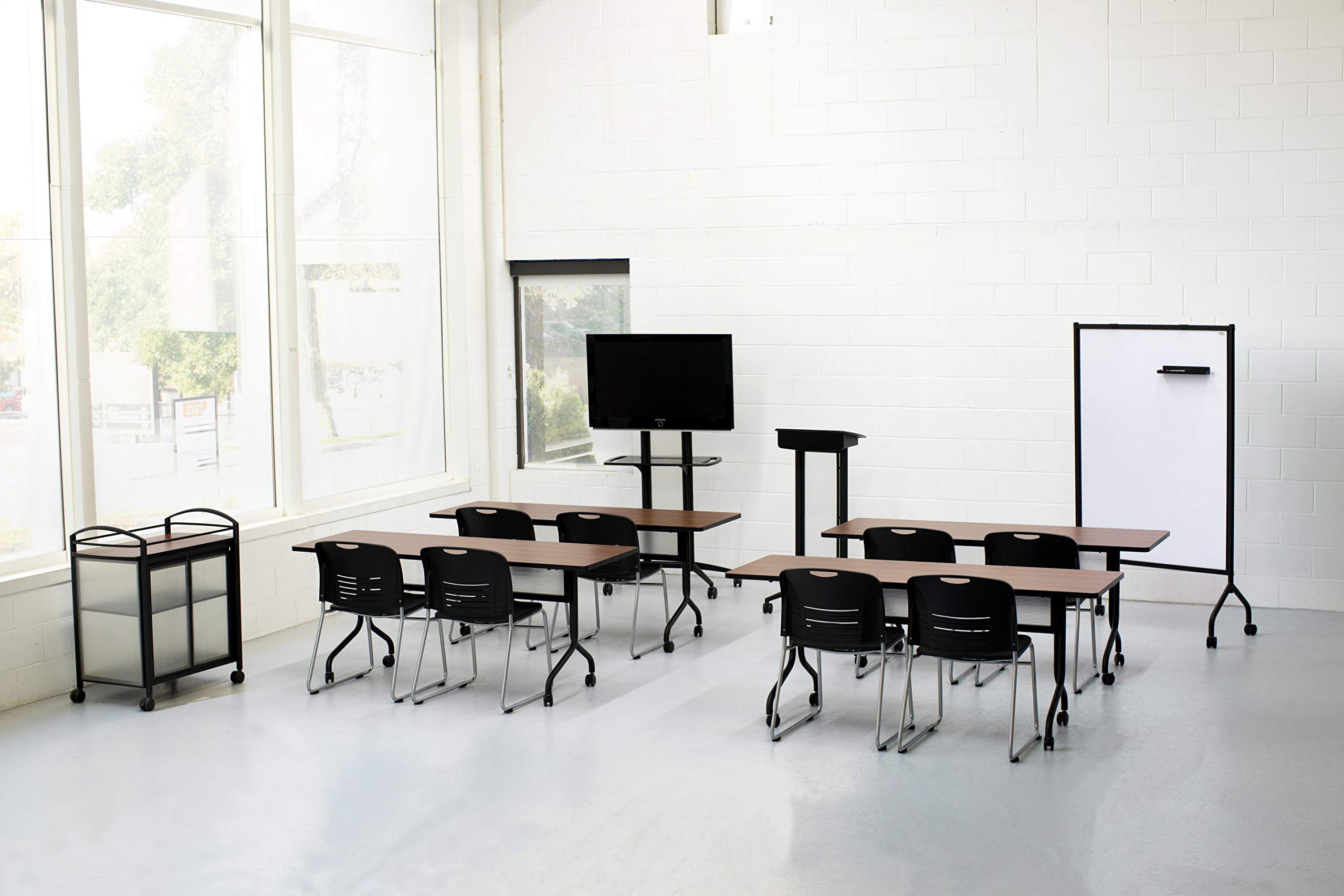 Safco Products 8912BL Mobile Lectern with Stoarge, Ideal for Office and Classroom Presentations, 4 Locking Wheels, Black