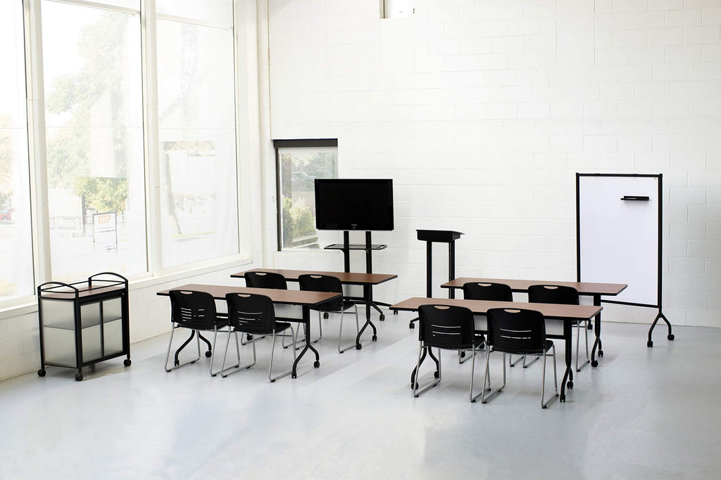 Safco Products 8912BL Mobile Lectern with Stoarge, Ideal for Office and Classroom Presentations, 4 Locking Wheels, Black