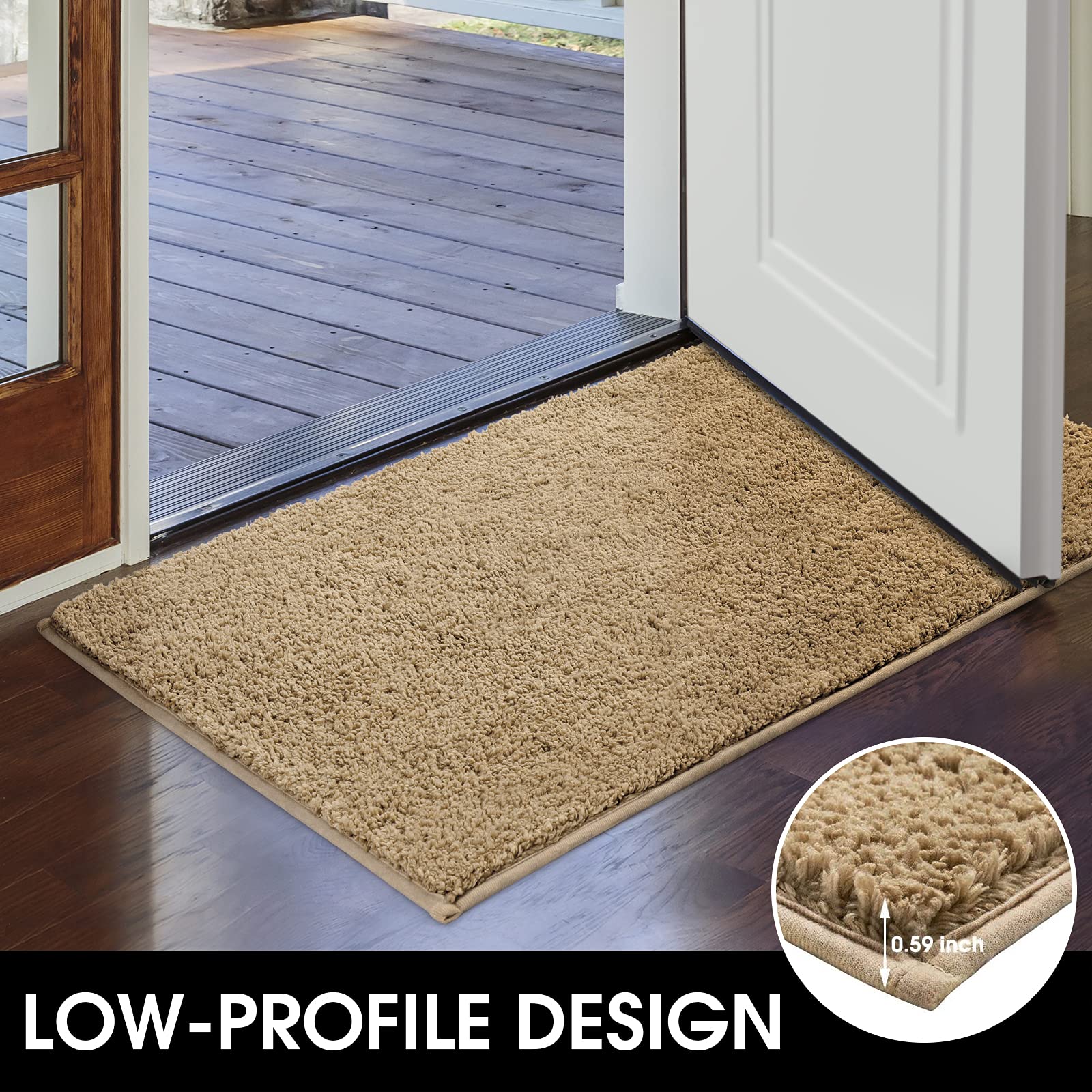 Homeideas Door Mats Indoor, 24'X36' Super Absorbent Non Slip Rugs For Entryway, Front Back Welcome Doormat Dirt Trapper (Beige
