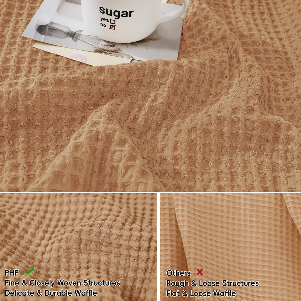 Phf 100% Cotton Waffle Weave Euro Shams 24'X24', No Filling, 2 Pack Elegant Home Decorative Euro Throw Pillow Covers For Bed Couch Sofa, Standstone