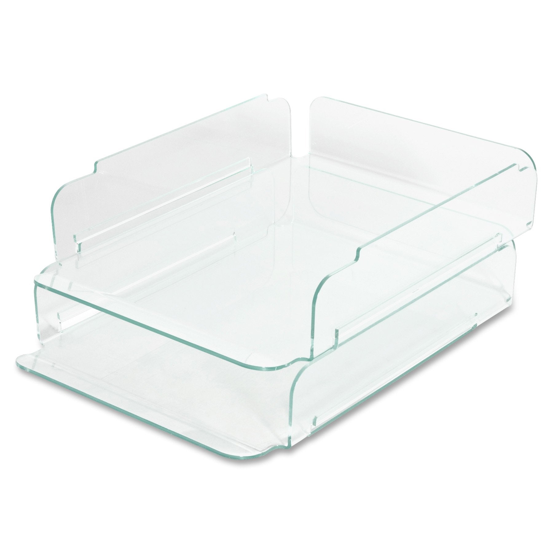 Lorell Llr80655 Stacking Letter Tray, 2 Per Pack, Clear/Green