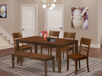 East West Furniture LYFD6-ESP-W Lynfield 6 Piece Room Set Contains a Rectangle Kitchen Table with Butterfly Leaf and 4 Dining Chairs with a Bench, 36x66 Inch