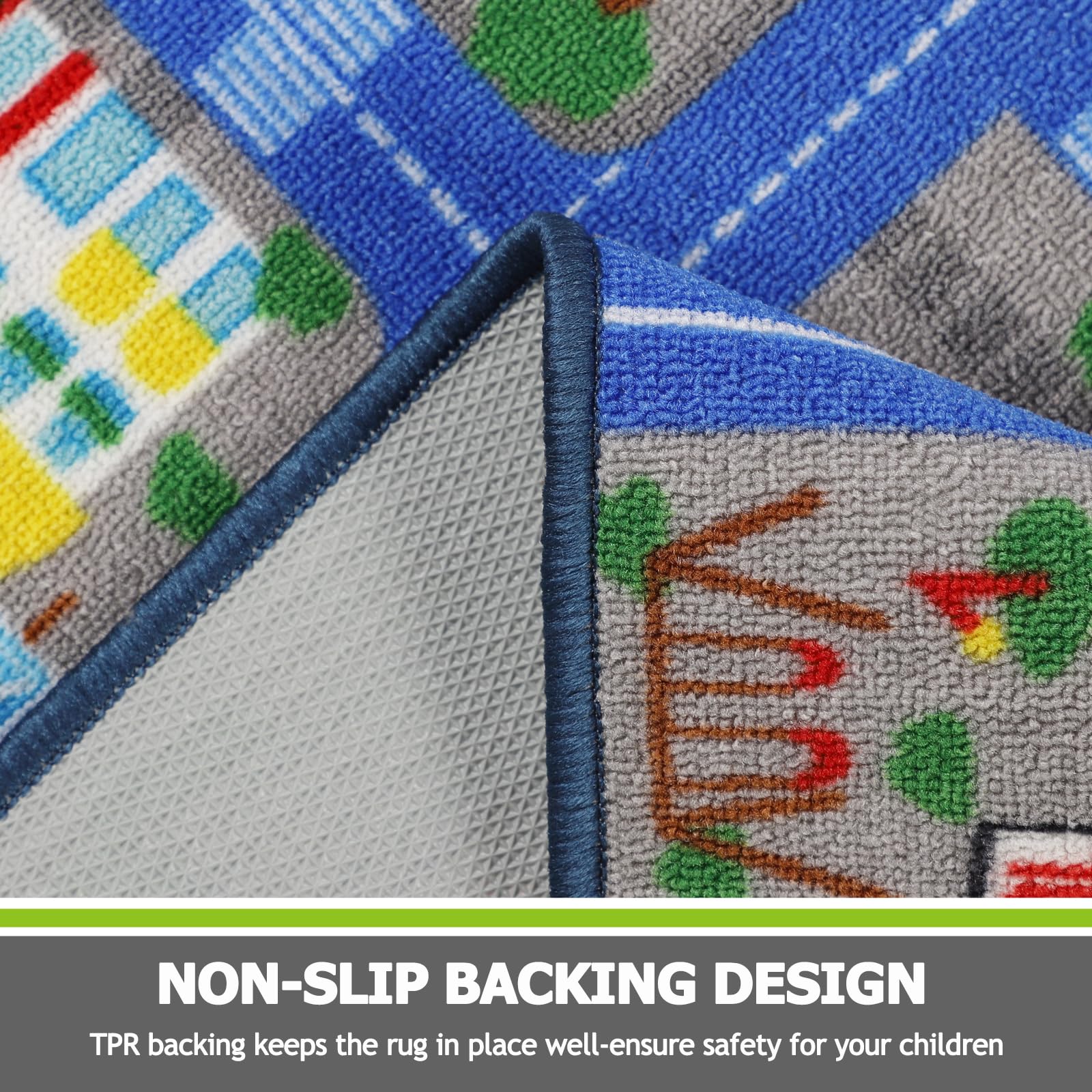 Capslpad Blue Car Road Kid Rug Carpet Playmat For Playoom Traffic Road Kids Play Mat For Toddler Non Slip Washable City Map Race