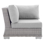 Modway Conway Sunbrella Outdoor Patio Wicker Rattan, Corner Chair, Light Gray Gray