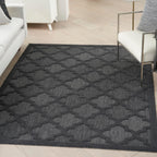 Nourison Easy Care Moroccan Charcoal/Black 5' X 7' Area Rug, Trellis, Easy Cleaning, Non Shedding, Bed Room, Living Room, Dining Room, Backyard, Deck, Patio (5X7)