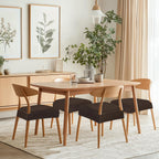 Searchi Stretch Dining Chair Seat Covers Set Of 6, Soft Removable Washable Seat Covers For Dining Chairs, Dining Room Seat Cover Protector (Rear-Covered, Pure Black)