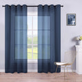 Koufall Sheer Curtains 90 Inches Long,Grommet 90 Inch Curtains Length 2 Panels Set,Navy Blue