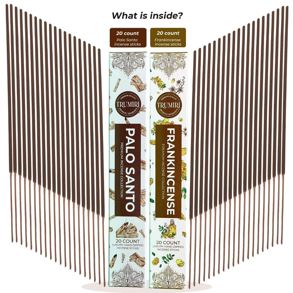 Trumiri Incense Sticks - Combo Pack Of 40 Insence-Sticks - 20 Palo Santo + 20 Frankincense - Insenses - Insents - Incents - Insc