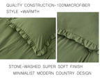 Chezmoi Collection Nora Olive Green Comforter Set Oversized Queen Size 3-Piece Fluffy Soft Lightweight Bedding Ruffled Edge Trim