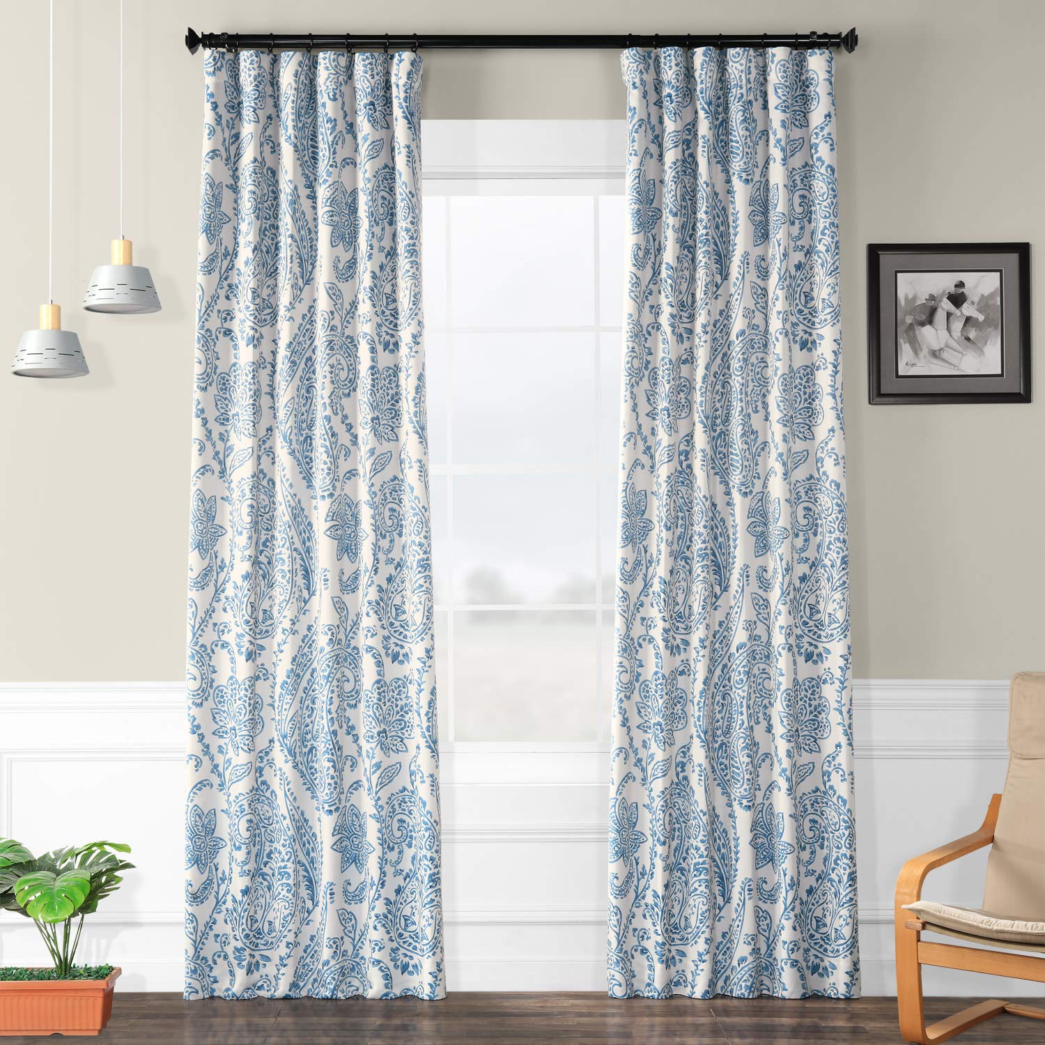 HPD Half Price Drapes Printed Room Darkening Curtains for Bedroom, Living Room 50 X 96 (1 Panel), BOCH-KC16072-96, Tea Time Chin