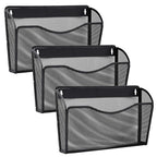 Gawerk 3 Pack Wall File Organizer, Mesh Hanging Metal Vertical Wall Mounted File Holder For Office/Home