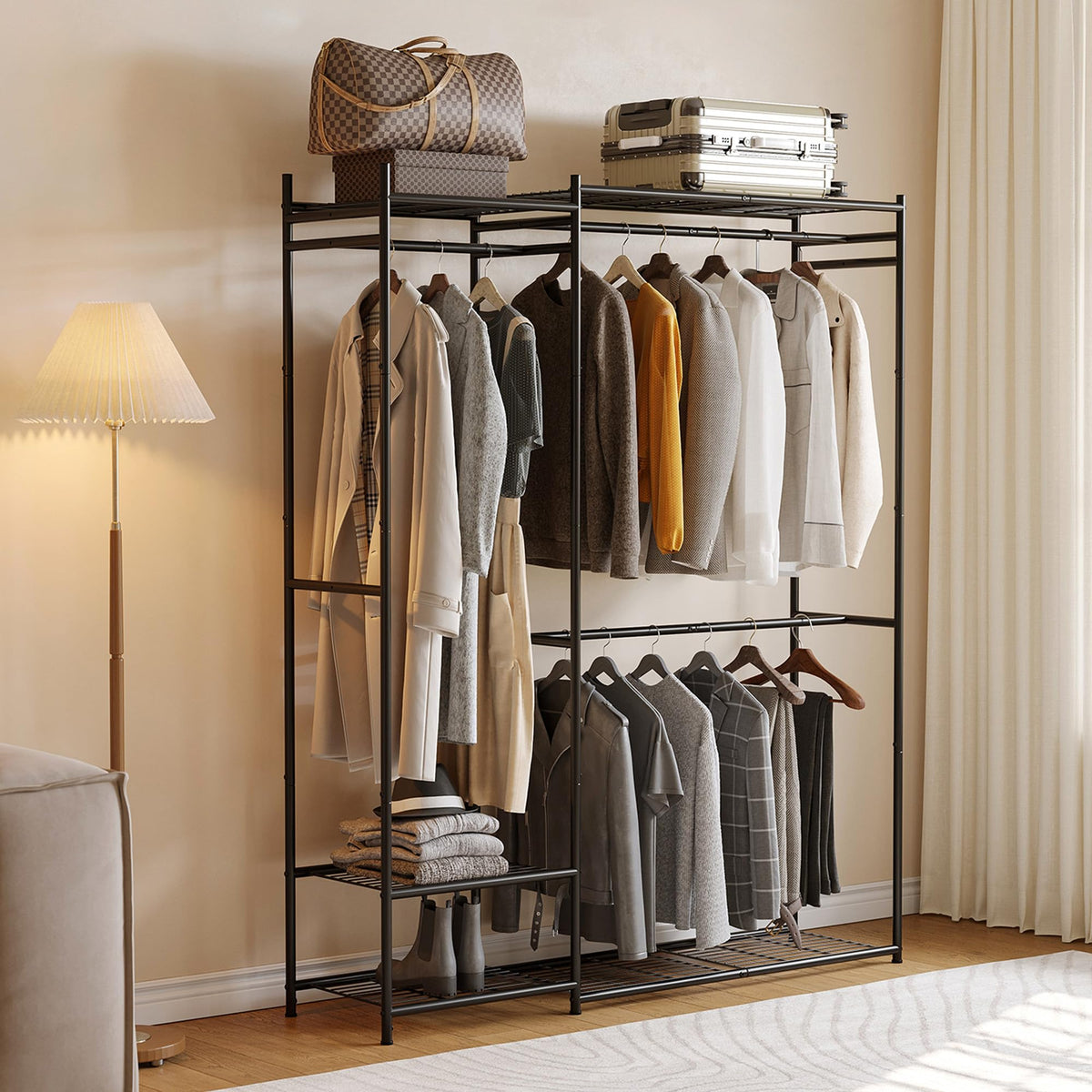 Vicforhui Wardrobe Closet, Portable Closet with Hanging Shelves,Freestanding Closet Organizers and Storage with Hanging Rods, Cl