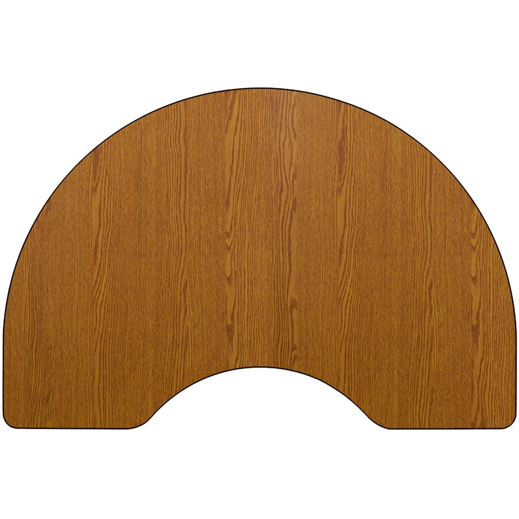 Flash Furniture Wren 48''W x 96''L Kidney Oak Thermal Laminate Activity Table - Standard Height Adjustable Legs