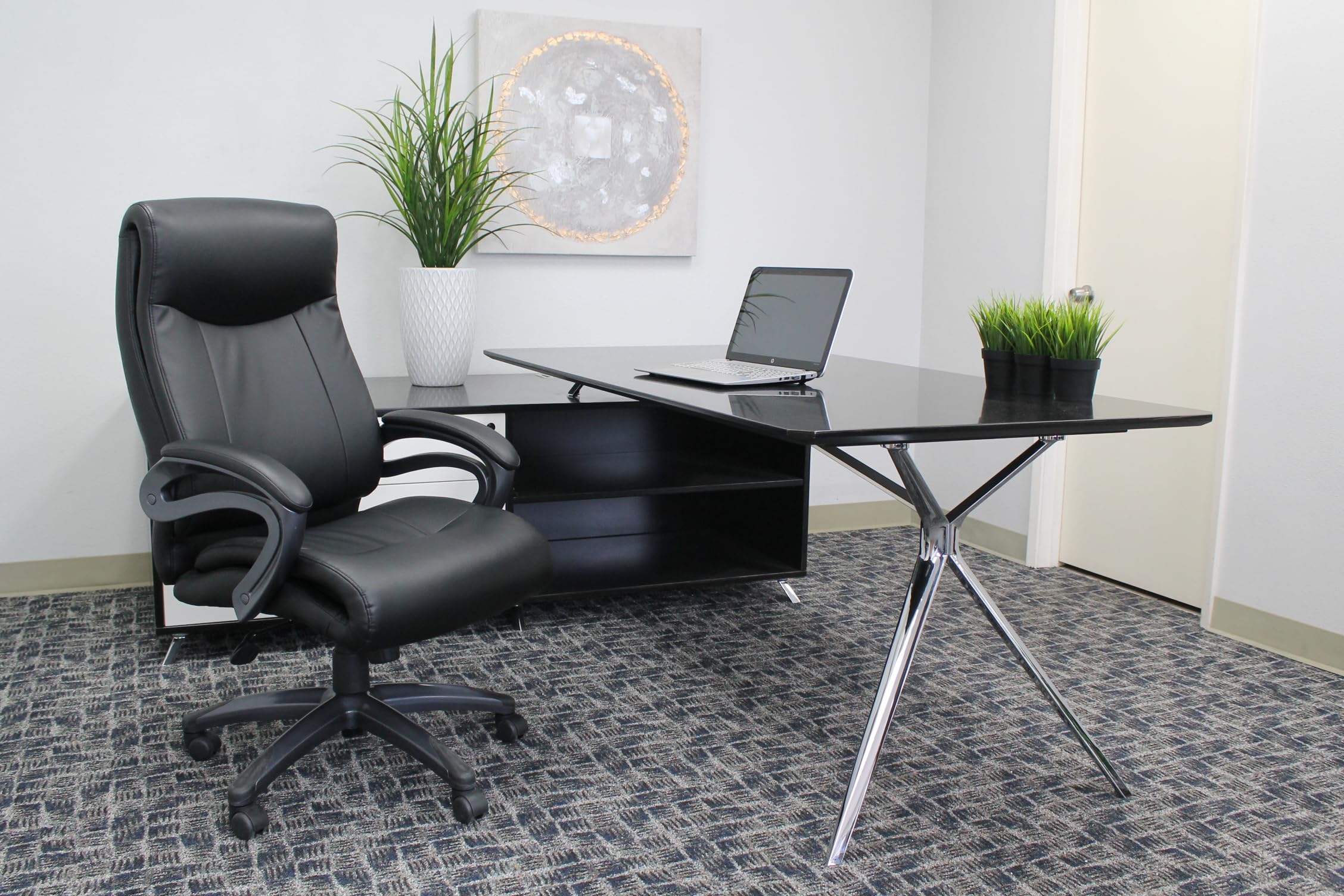 Boss Office Products Boss Double Layer Executive Chair, Black (B8661)