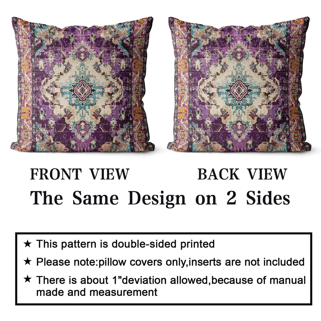 Snycler Boho Throw Pillow Covers 24X24 Inch Set Of 2 Boho Rug Carpet Double Sided Pattern Cotton Soft Pillow Case Cushion Cover