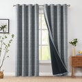 Jinchan 100% Blackout Boho Curtains 84 Inches Long For Bedroom White On Grey Geometric Printed Grommet Top Room Darkening Therma